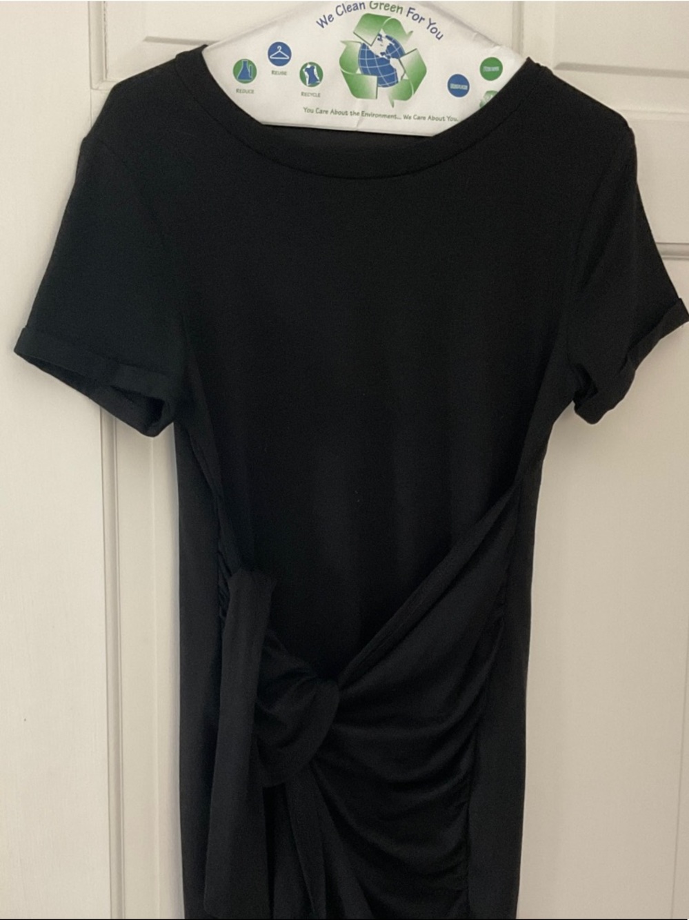 Women's Black Short-Sleeve Knot Front Top